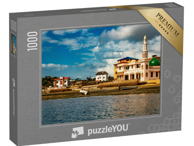 Puzzle 1000 Teile „Häuser und Riyadha-Moschee aus Korallenflachziegeln, Kenia, Afrika“