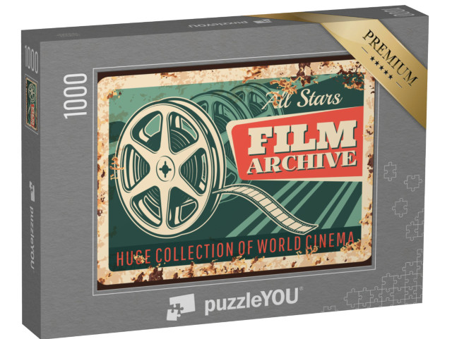 Puzzle 1000 Teile „Retro Design einer Filmspule, Kino“