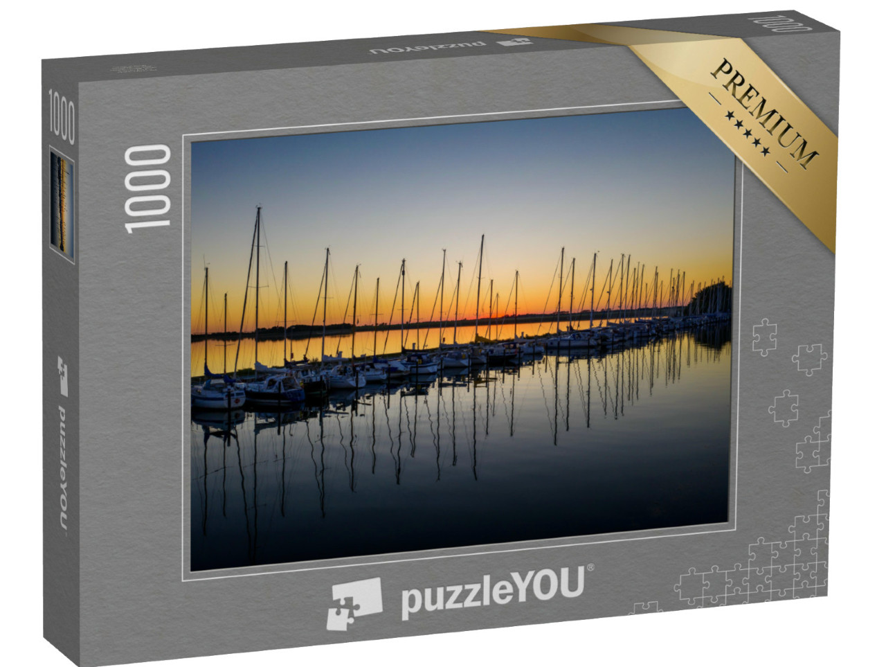 Puzzle 1000 Teile „Abend über dem Hafen von Fehmarn, Deutschland“