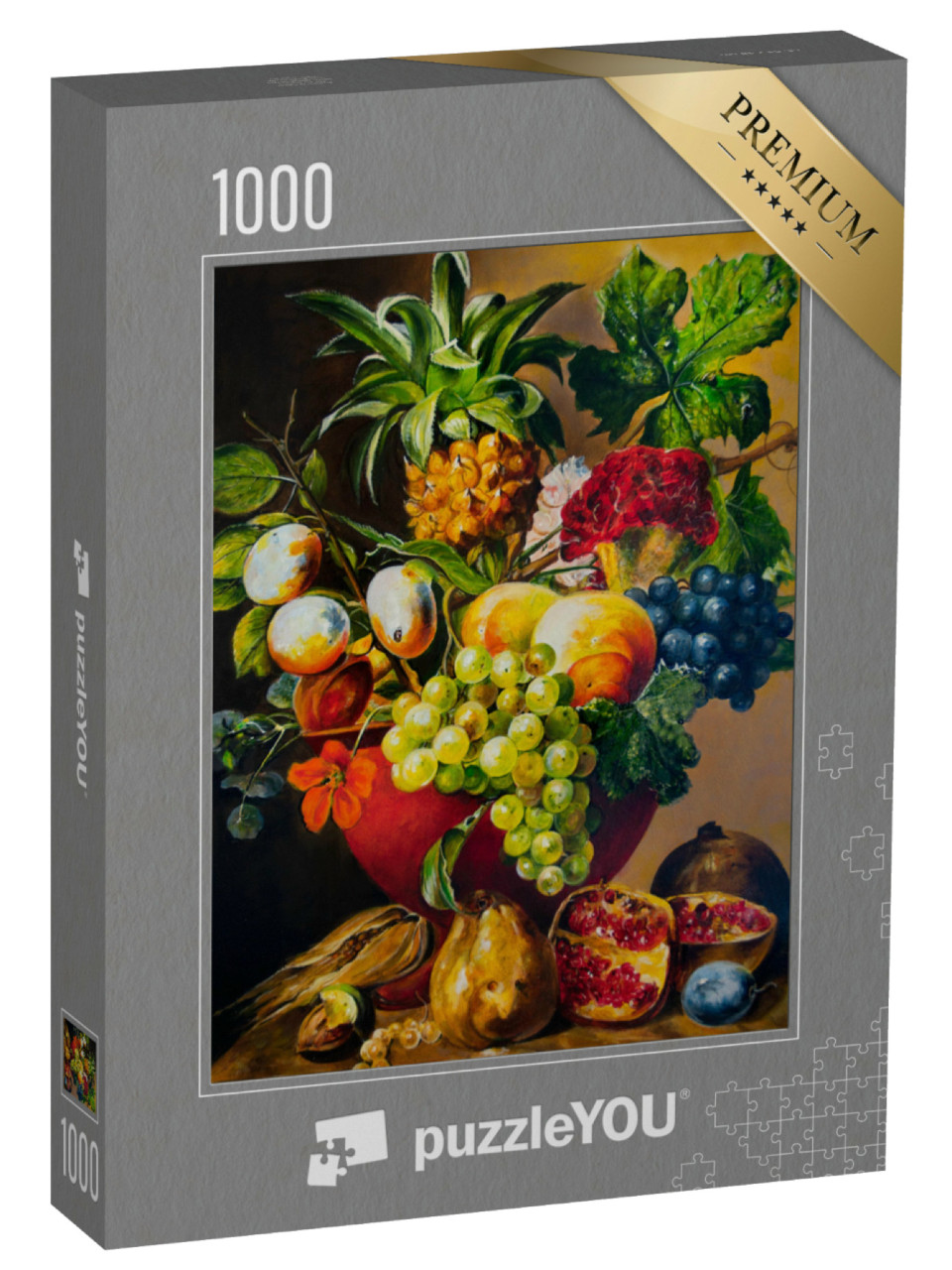 Puzzle 1000 Teile „Stillleben mit Ananas, Granatapfel und Weintrauben “