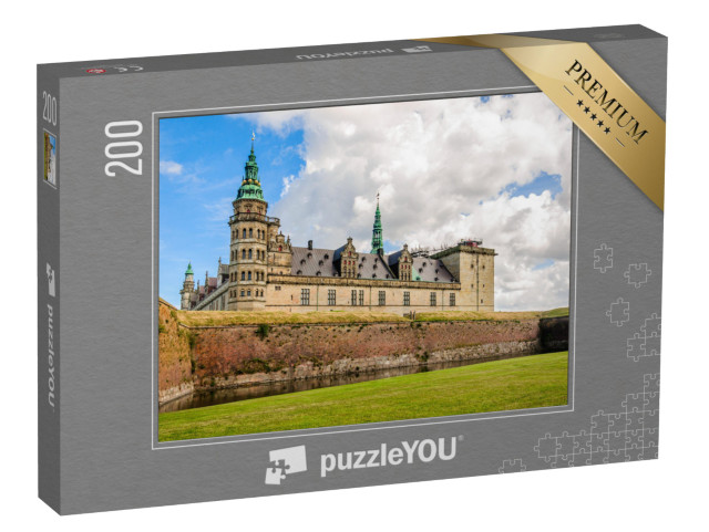 Puzzle 200 Teile „Panoramablick auf die Ziegelmauer um Schloss Kronborg in Helsingor “