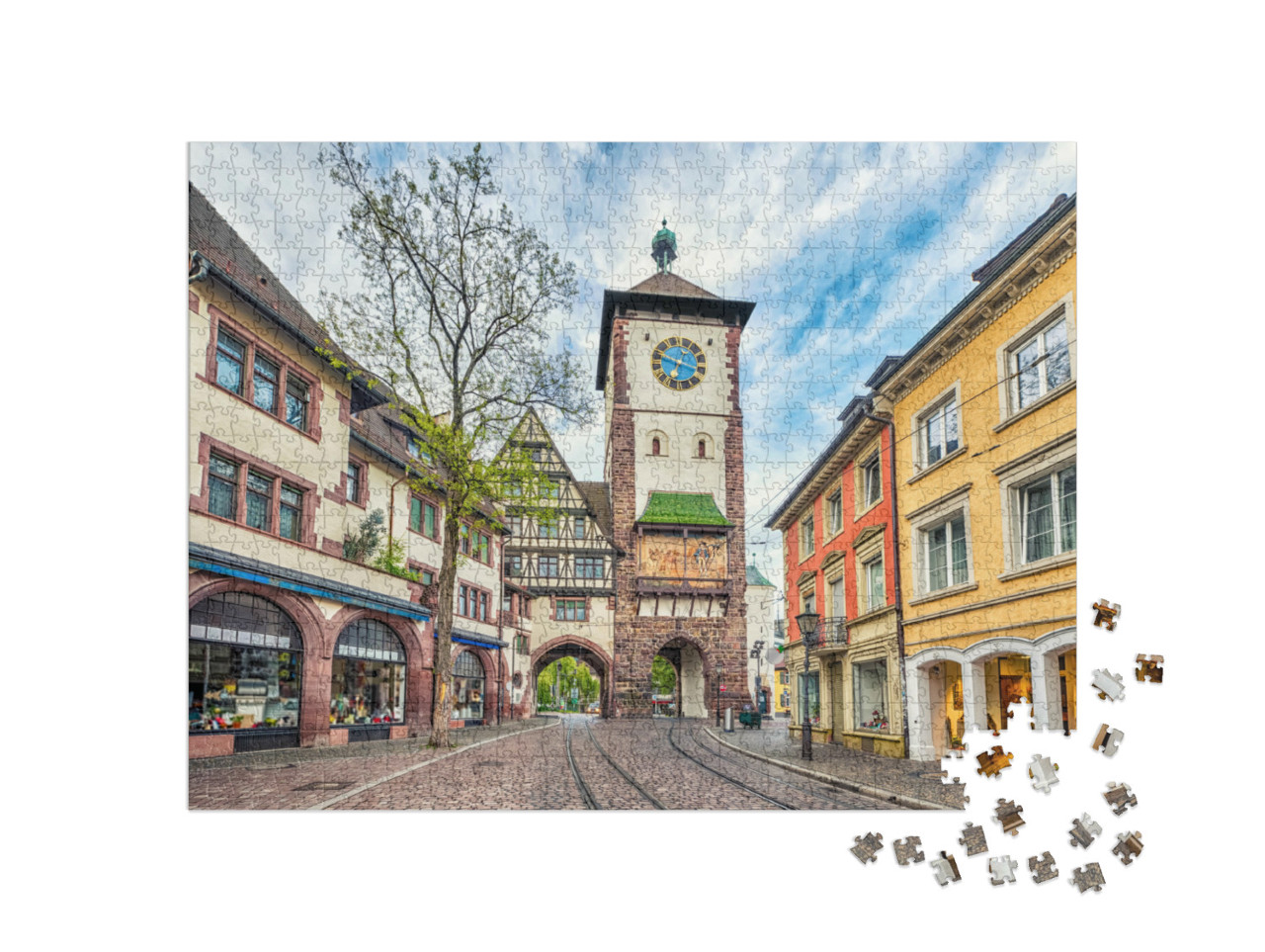 Puzzle 1000 Teile „Historisches Schwabentor in Freiburg im Breisgau, Deutschland“