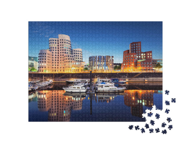 Puzzle 1000 Teile „Düsseldorf Zollhof Skyline“