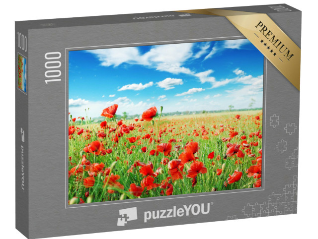 Puzzle 1000 Teile „Mohnblumen auf grüner Wiese“