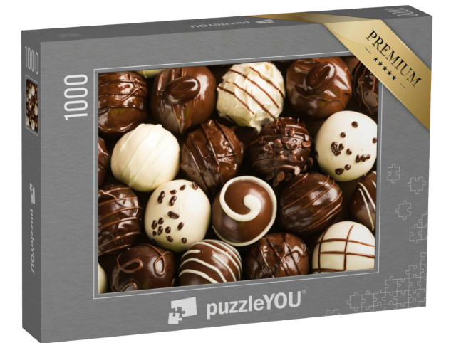 Puzzle 1000 Teile „Eine Auswahl an köstlichen Schokoladenpralinen“