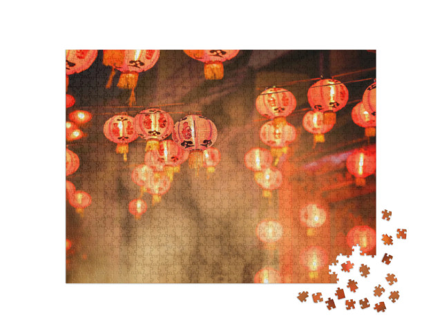 Puzzle 1000 Teile „Chinesische Neujahrslaternen in Chinatown, New York“