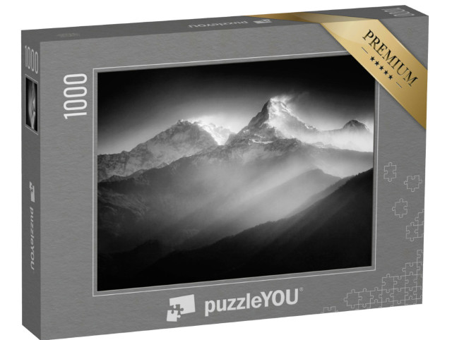 Puzzle 1000 Teile „Majestätische Annapurna Berge, schwarz-weiß“