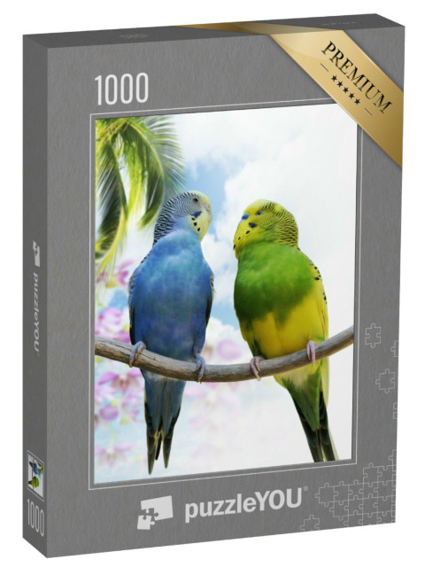 Puzzle 1000 Teile „Zwei Wellensittiche auf einem Zweig“