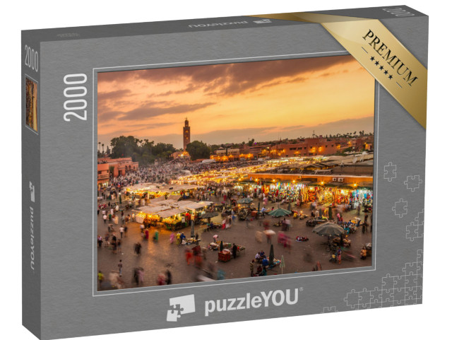 Puzzle 2000 Teile „Abendlicher Djemaa el-Fna-Marktplatz, Marrakesch, Marokko“