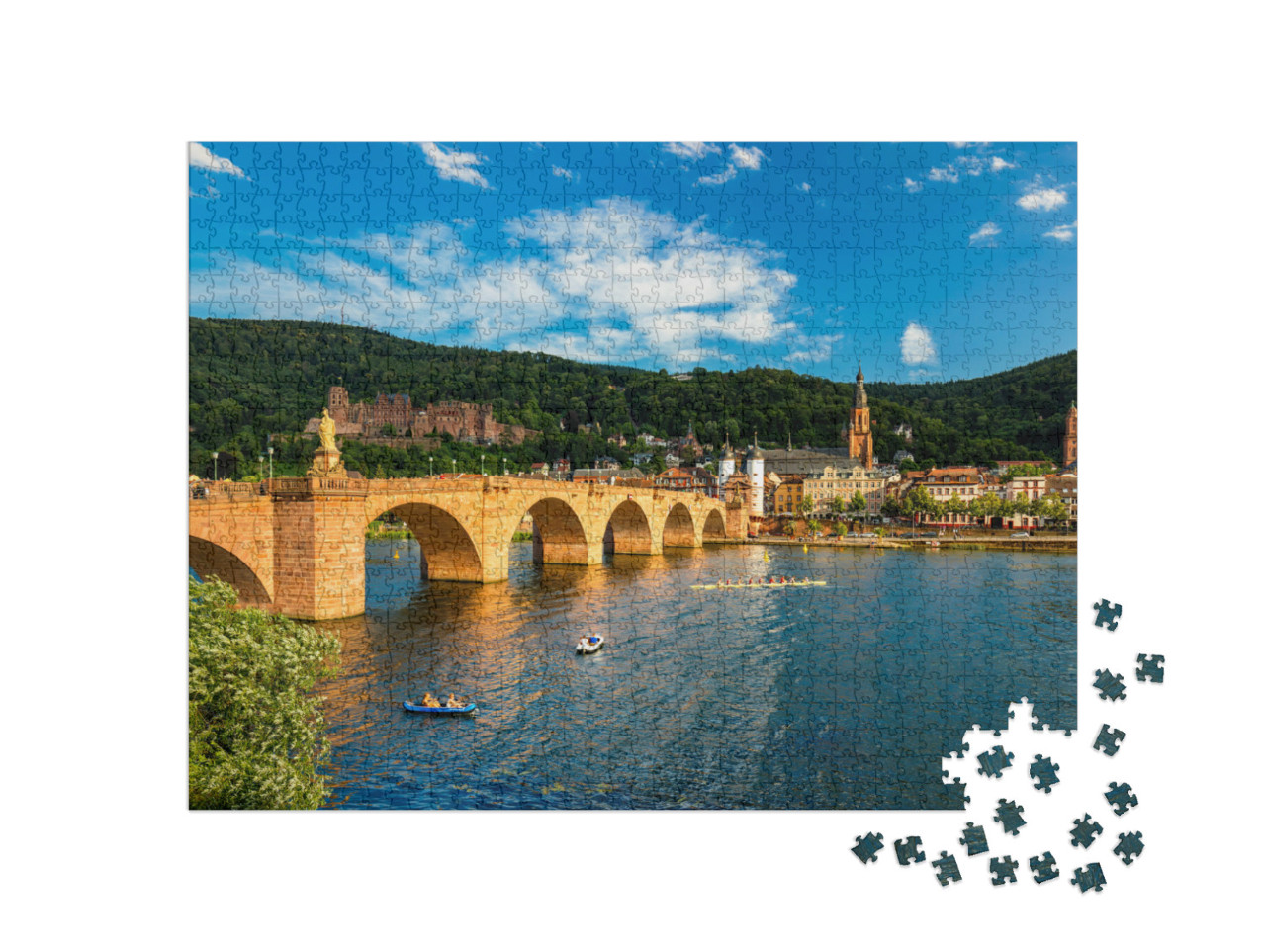 Puzzle 1000 Teile „Wunderschöner Blick auf  Heidelberg mit Neckar, Deutschland“