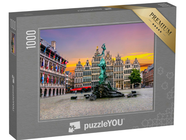 Puzzle 1000 Teile „Brabo-Brunnen auf dem Marktplatz im Zentrum von Antwerpen, Belgien“