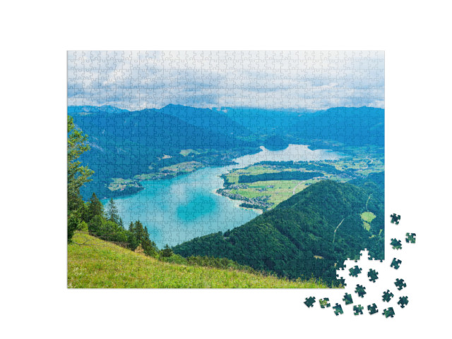 Puzzle 1000 Teile „Wolfgangsee mit Zwölferhorn, Salzkammergut, Österreich“
