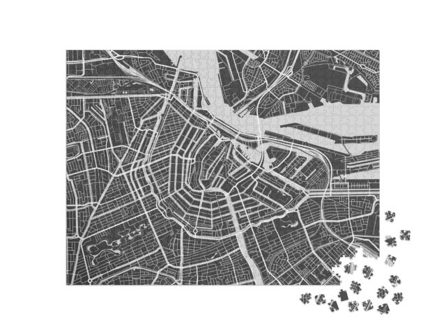 Puzzle 1000 Teile „Stilisierte Karte von Amsterdam“