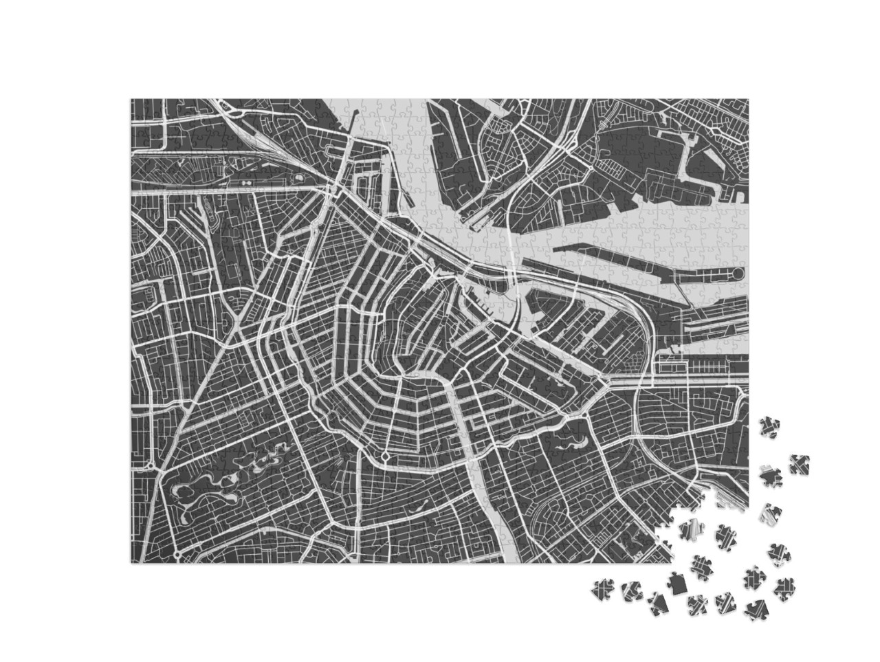 Puzzle 1000 Teile „Stilisierte Karte von Amsterdam“