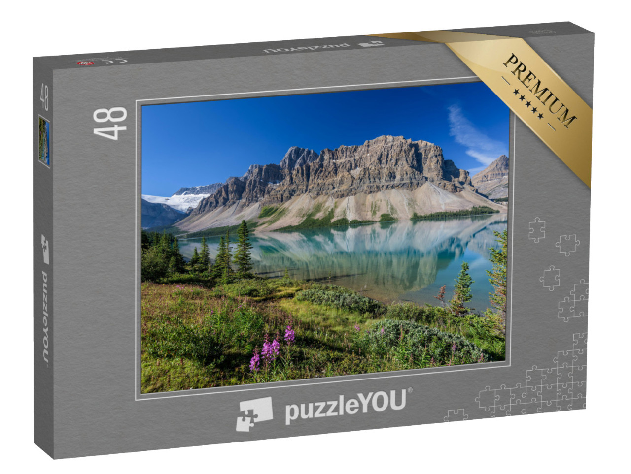 Puzzle 48 Teile „Glasklarer Bow-See im Banff-Nationalpark, Alberta, Kanada“