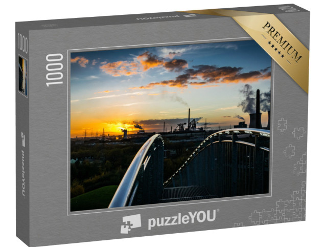 Puzzle 1000 Teile „Sonnenuntergang über dem Ruhrgebiet bei Duisburg“