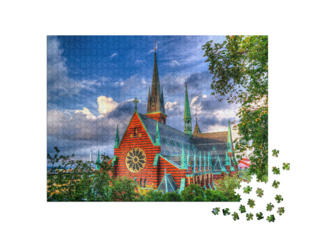 Puzzle 1000 Teile „Außenansicht der Oscar Fredriks Kyrka, Göteborg, Schweden“