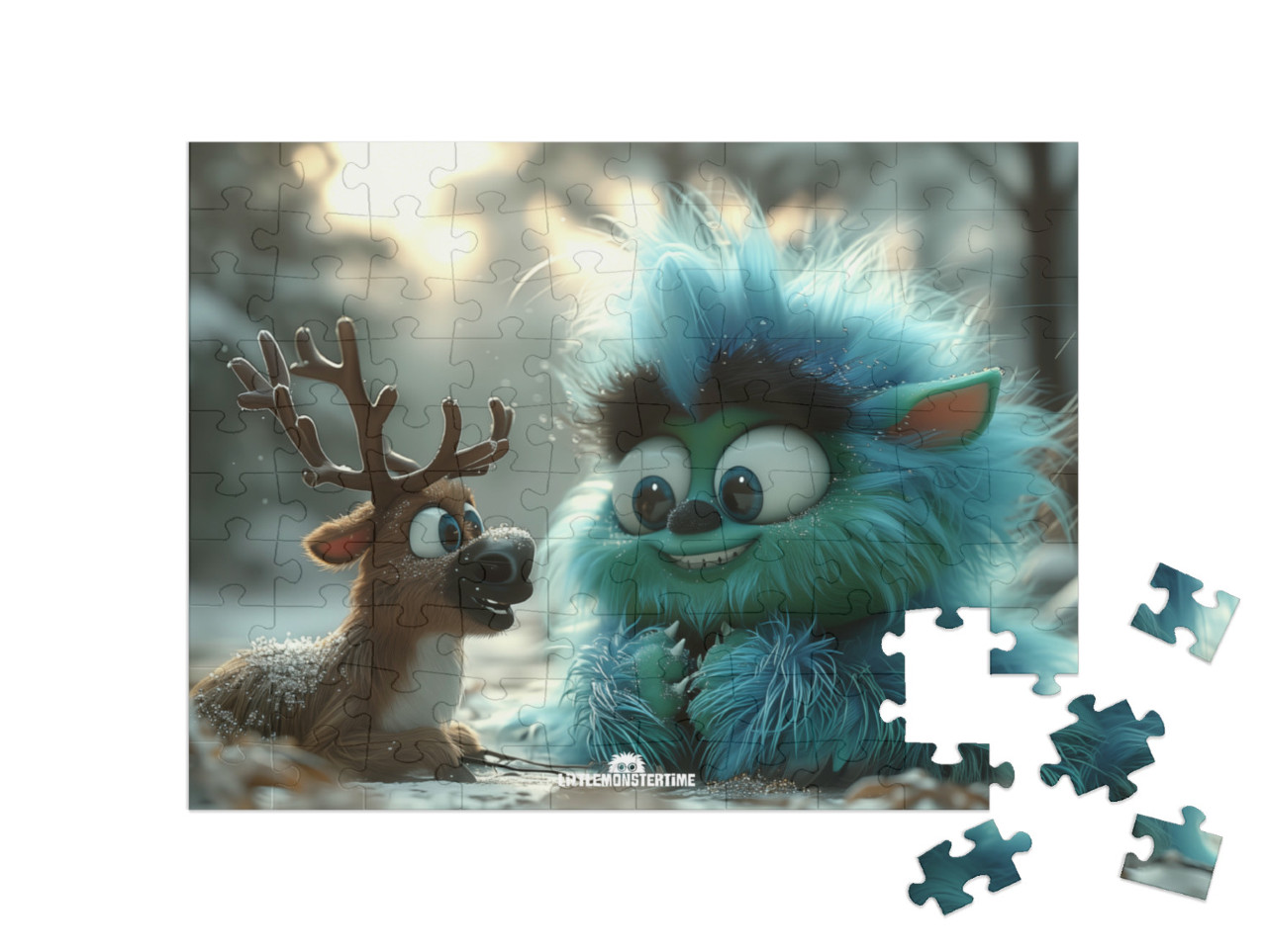 Puzzle 100 Teile „LITTLEMONSTERTIME: Fuzzlebell and Rudy“