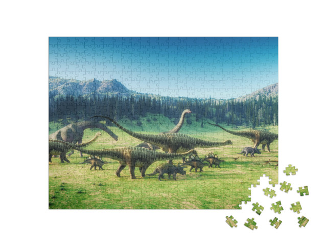 Puzzle 500 Teile „Dinosaurier auf dem Tal “