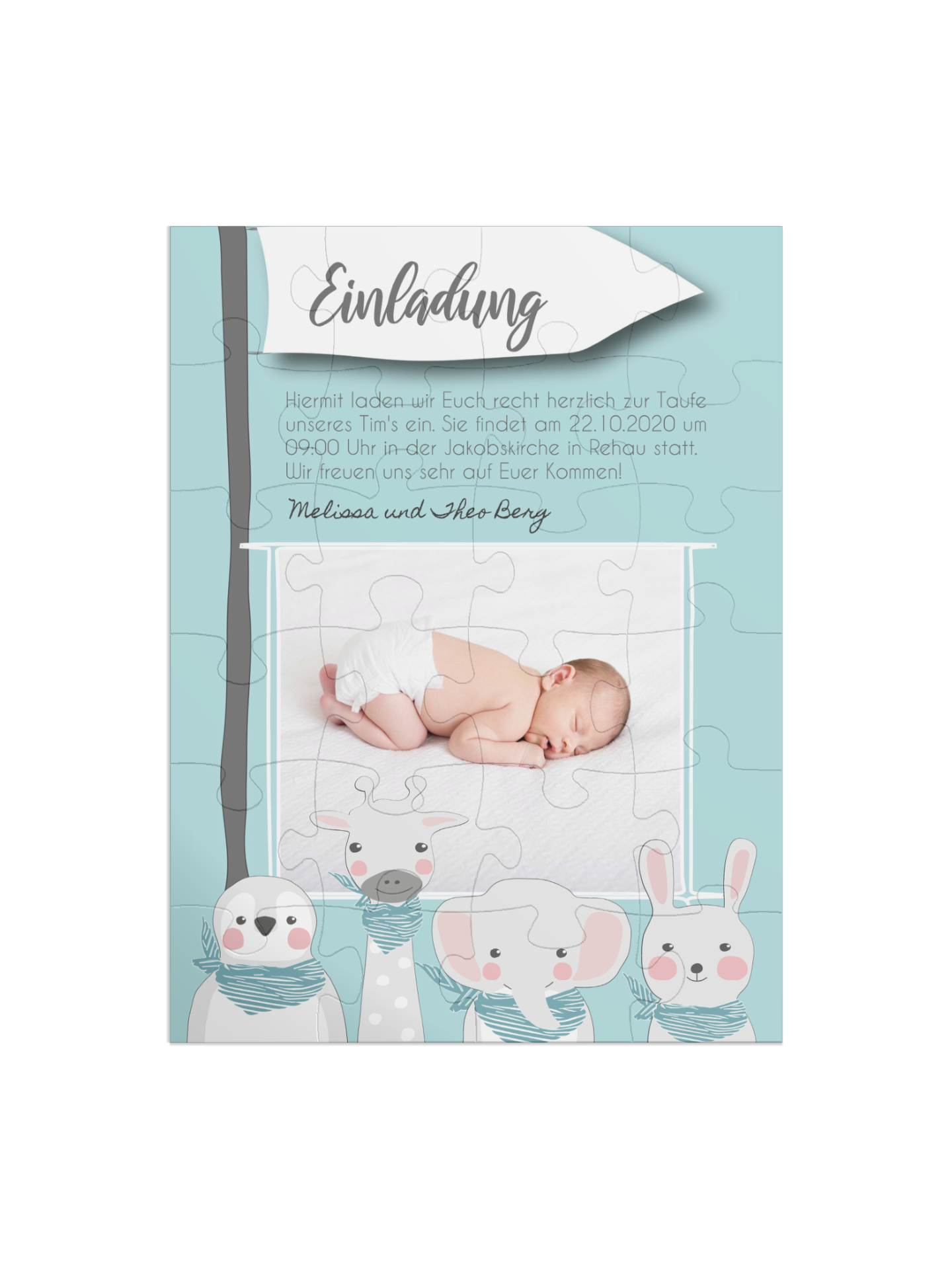"Tierisch wild" in Hochformat babyblau