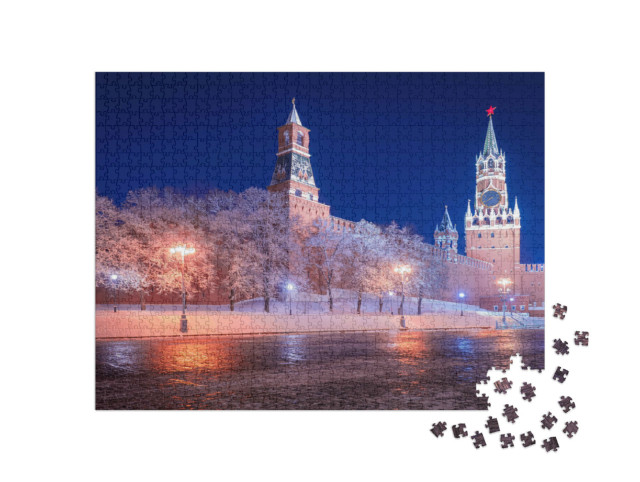Puzzle 1000 Teile „Winterliches Moskau: Roter Platz nahe dem Kreml“