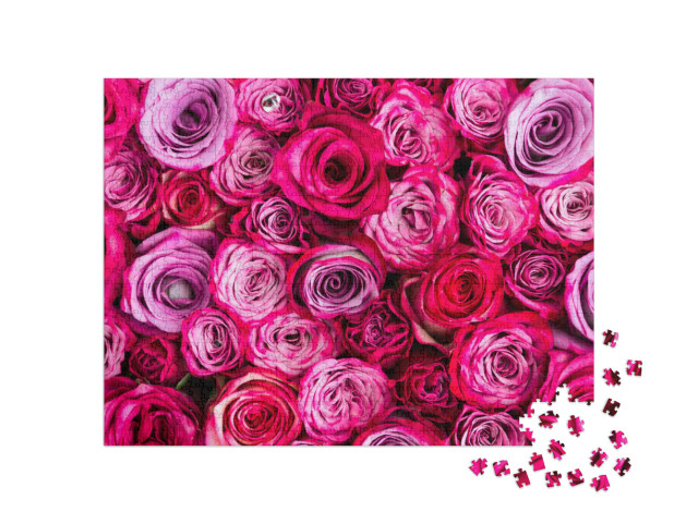 Puzzle 1000 Teile „Wunderschöne pinke Rosenblüten“