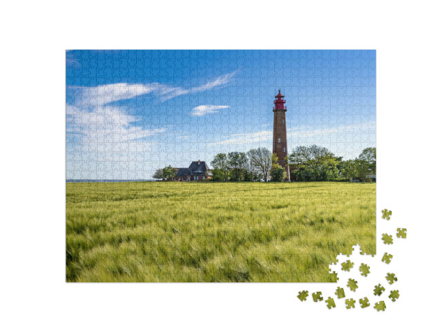 Puzzle 1000 Teile „Der schöne Leuchtturm von Flügge, Insel Fehmarn, Deutschland“