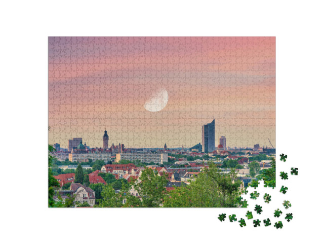 Puzzle 1000 Teile „Panoramablick über Leipzig, Sachsen, Deutschland“