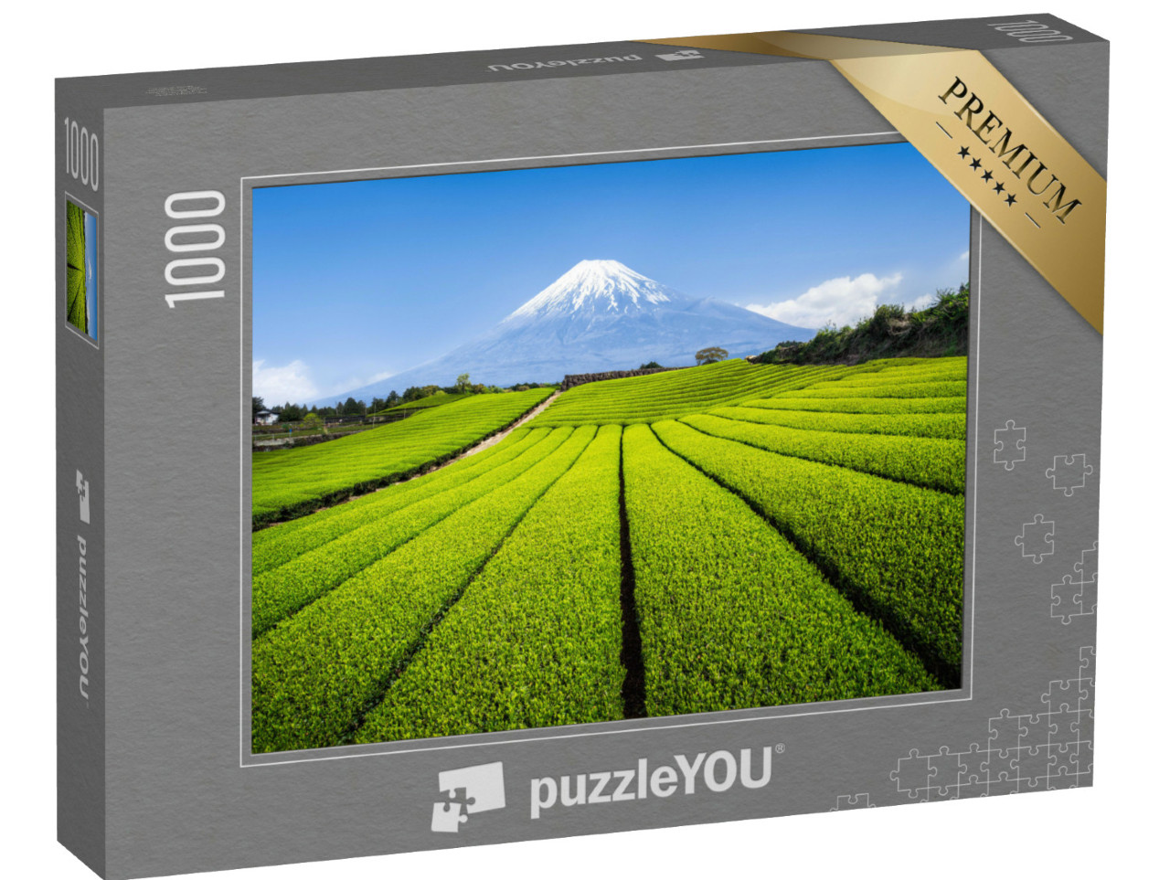 Puzzle 1000 Teile „Berg Fuji mit grüner Teeplantage, Präfektur Shizuoka, Japan“