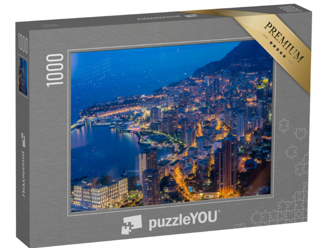 Puzzle 1000 Teile „Nachtansicht von Monaco: Blick vom Berg aus“