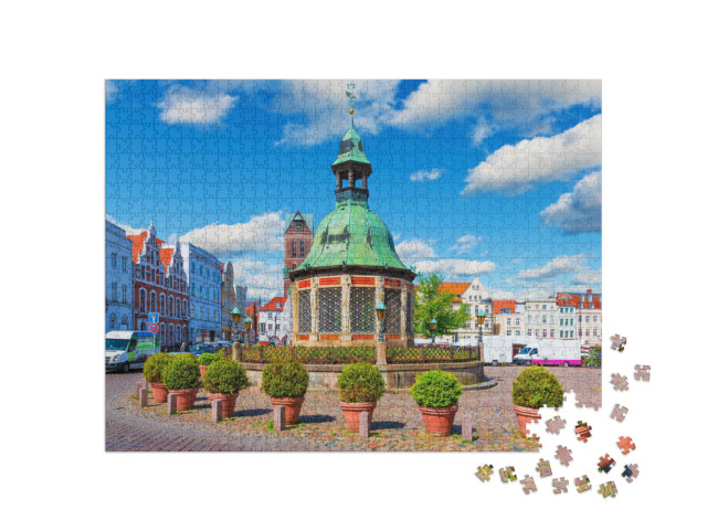 Puzzle 1000 Teile „Marktplatz in der Altstadt von Wismar, Deutschland“