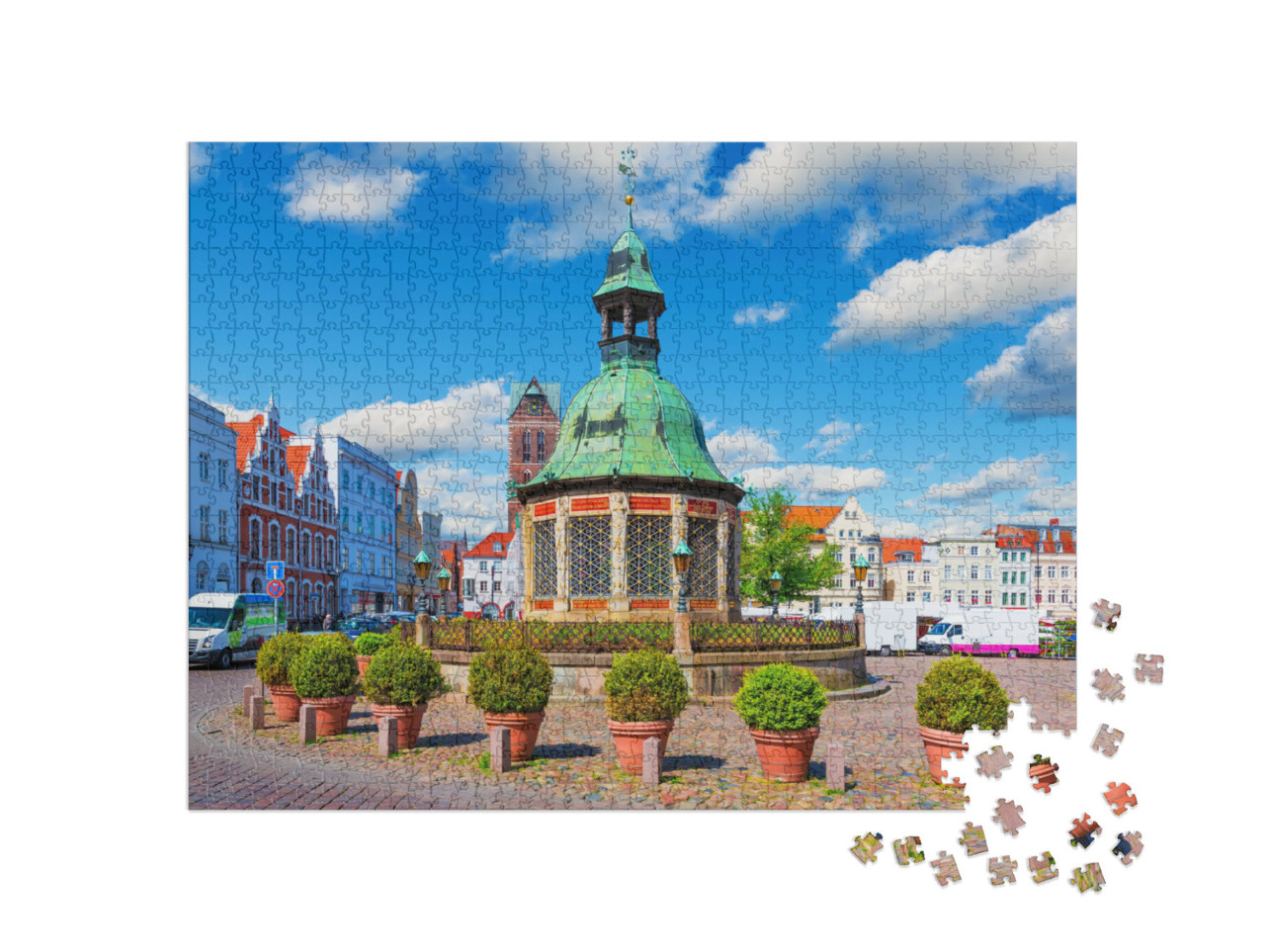 Puzzle 1000 Teile „Marktplatz in der Altstadt von Wismar, Deutschland“