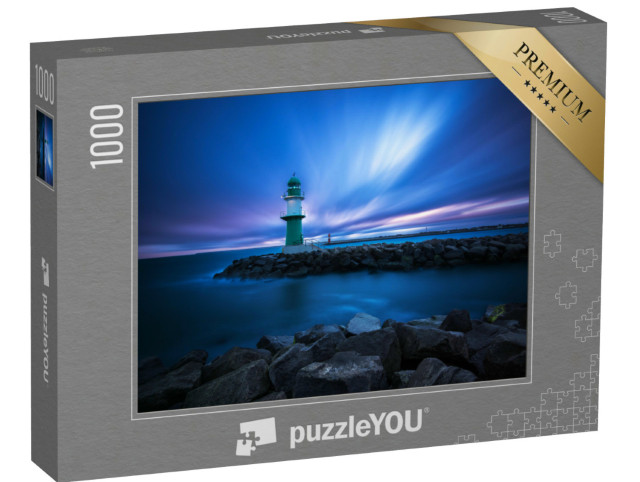 Puzzle 1000 Teile „Sonnenaufgang am Leuchtturm in Rostock“