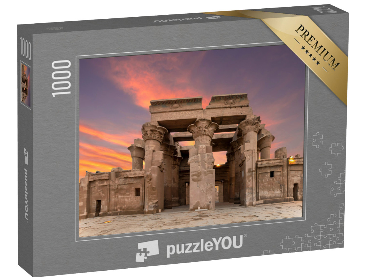Puzzle 1000 Teile „Ruinen des Tempels von Kom Ombo am Nil bei Sonnenuntergang, Ägypten“