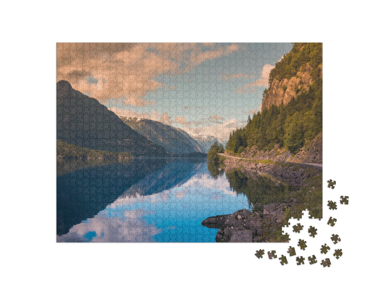 Puzzle 1000 Teile „Sommerlicher Hardangerfjord bei Trolltunga, Norwegen“