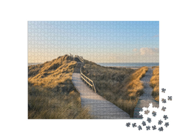 Puzzle 1000 Teile „Holzsteg durch die Dünen zum Strand von Norddorf, Amrum“