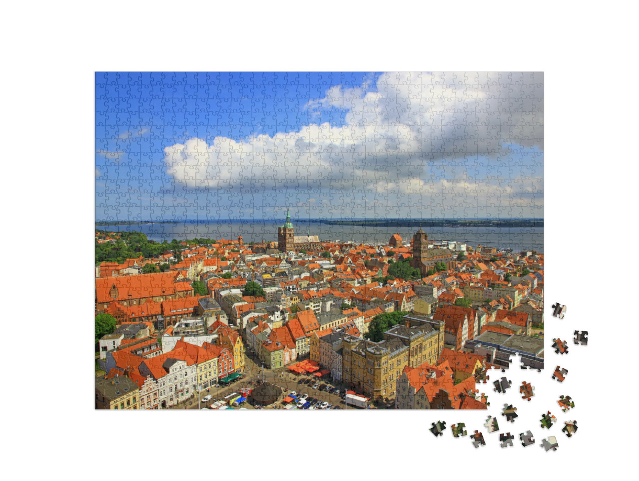 Puzzle 1000 Teile „Panorama von Stralsund, Mecklenburg-Vorpommern, Deutschland“