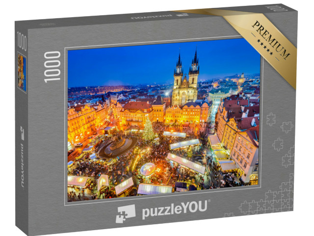 Puzzle 1000 Teile „Weihnachtsmarkt in Prag, Tschechische Republik“