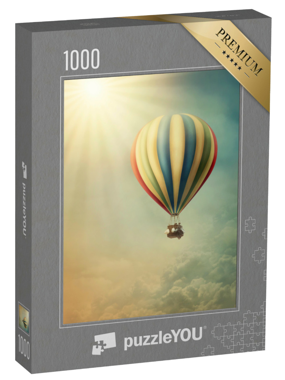 Puzzle 1000 Teile „Heißluftballon hoch oben am Himmel“