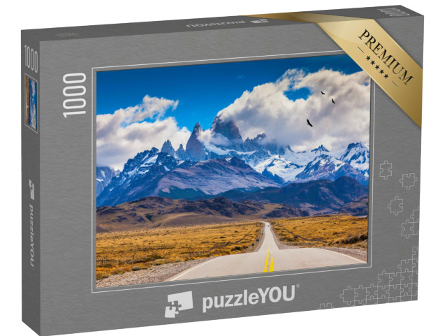 Puzzle 1000 Teile „Schar von Andenkondoren über einem Highway in Patagonien“