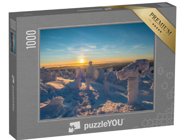 Puzzle 1000 Teile „Winterlicher Sonnenuntergang auf dem Fichtelberg“