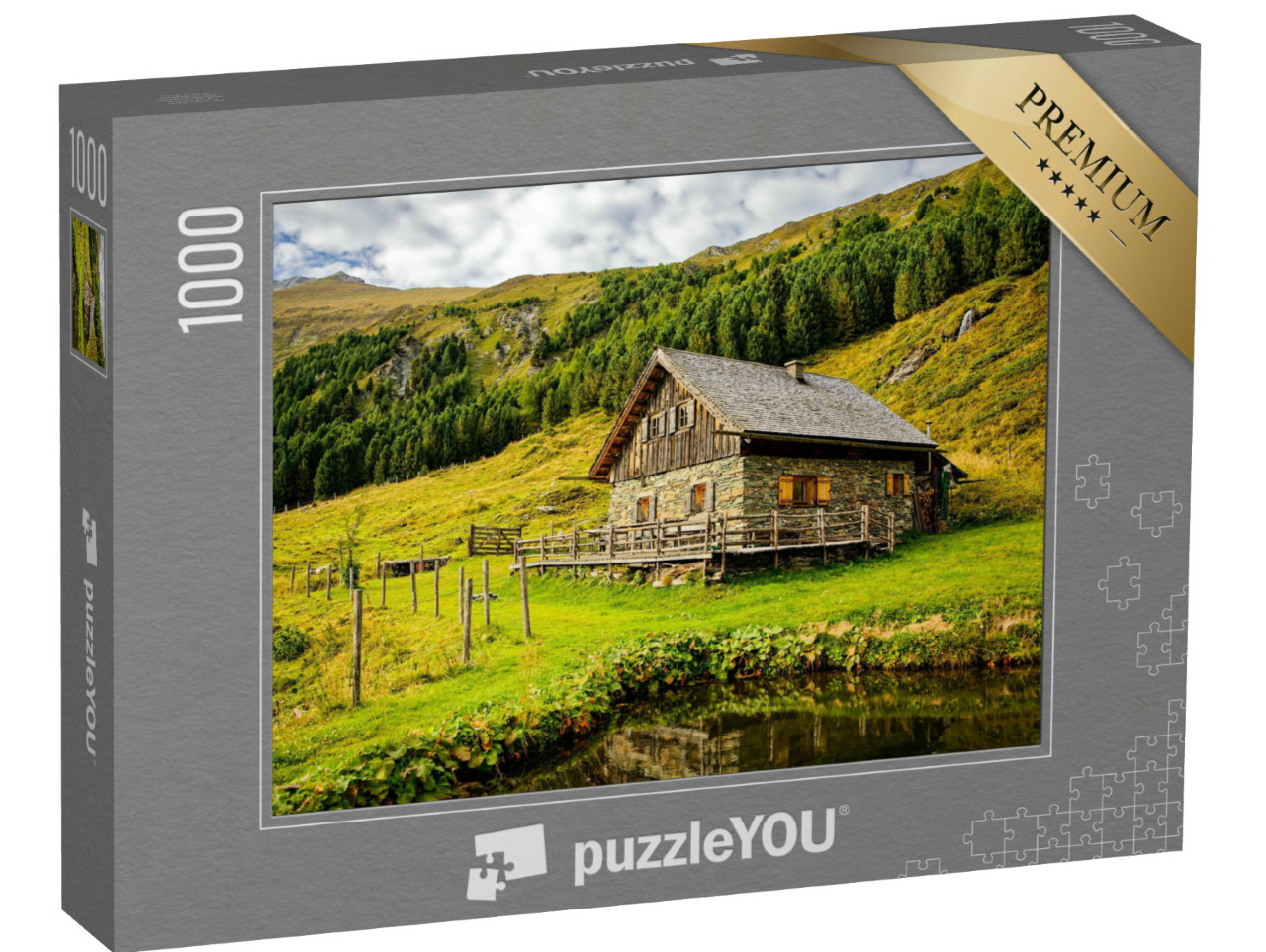 Puzzle 1000 Teile „Eine einsame Hütte in den Bergen“