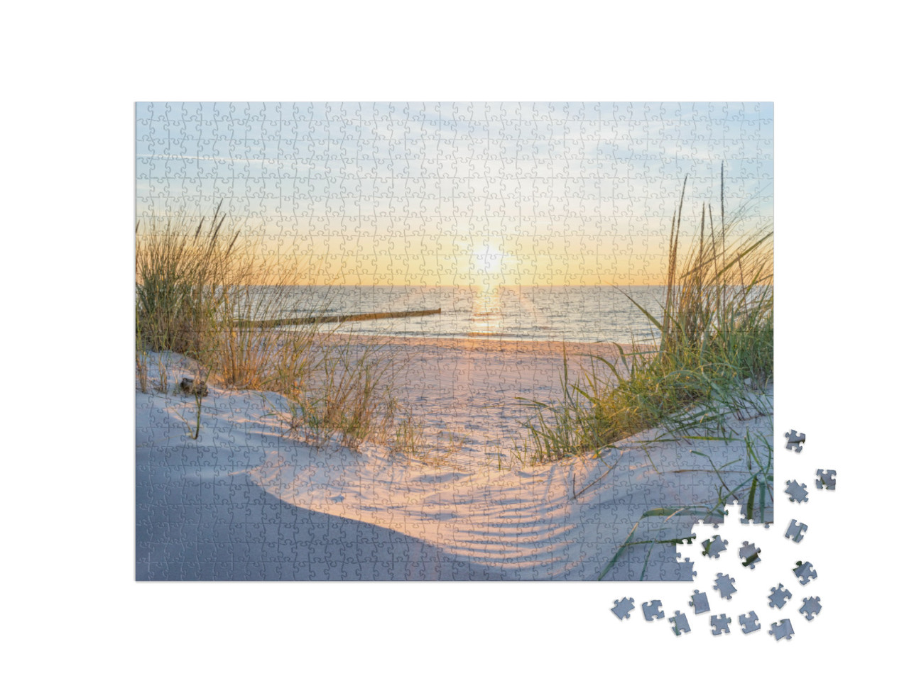 Puzzle 1000 Teile „Sonnenuntergang am Ostseestrand“