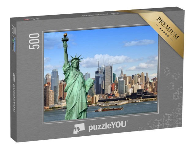 Puzzle 500 Teile „Die Freiheitsstatue mit Hudson River, New York City“