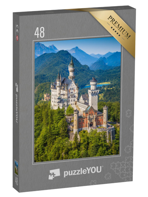 Puzzle 48 Teile „Schloss Neuschwanstein, erbaut im 19. Jahrhundert von König Ludwig II.“