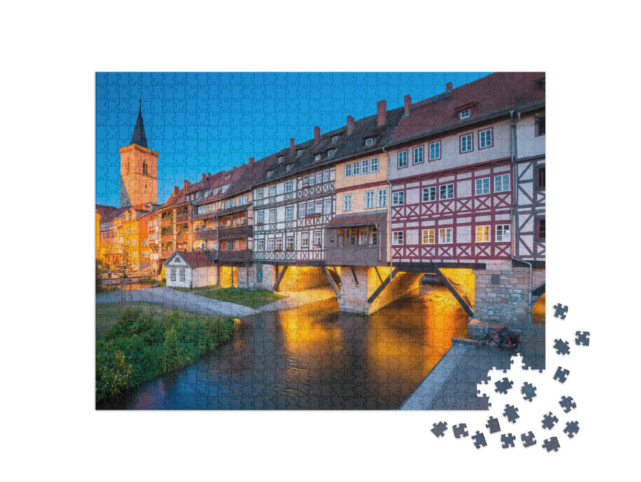 Puzzle 1000 Teile „Die Krämerbrücke in Erfurt, Thüringen“