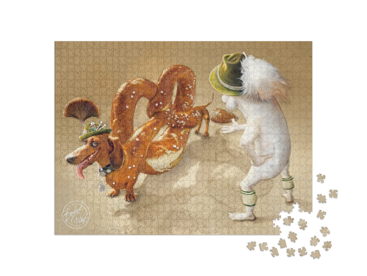 Puzzle 1000 Teile „Hundlmeier – Brezndackel“