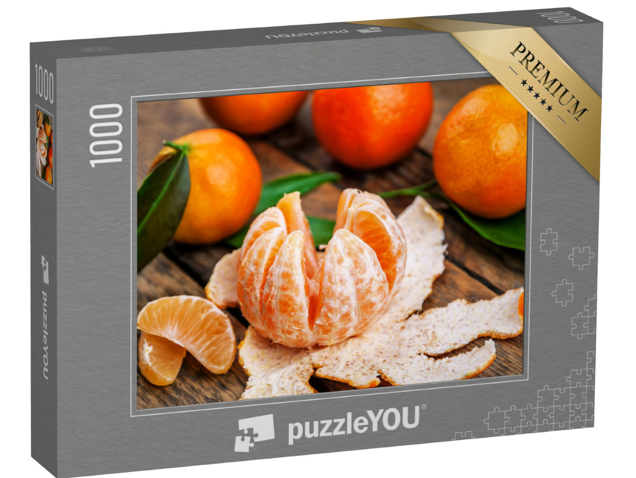Puzzle 1000 Teile „Saftige Mandarinen, Tangerine, grüne Blätter“