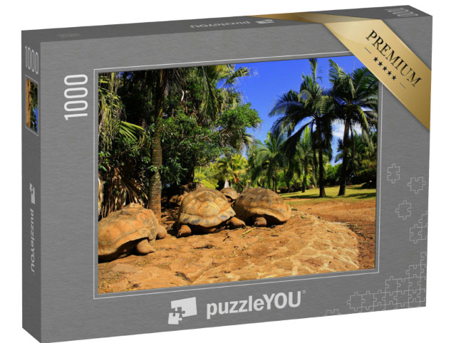 Puzzle 1000 Teile „Drei große Riesenschildkröten auf Mauritius“