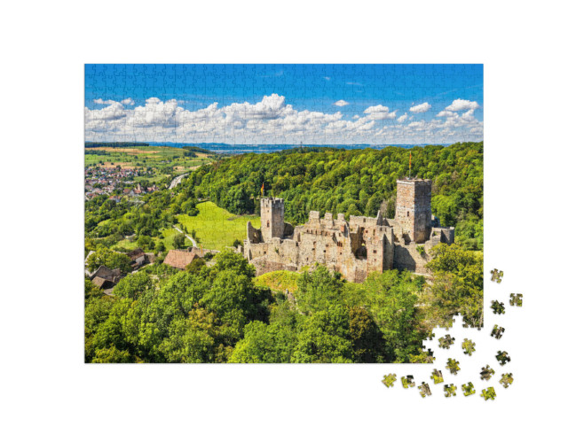 Puzzle 1000 Teile „Schloss Rötteln in Lörrach, Schwarzwald, Deutschland“